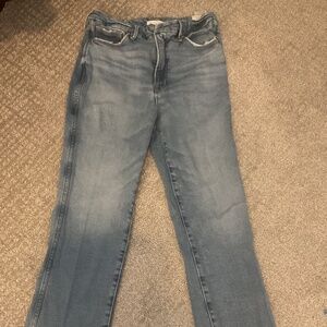 Good American Good Curve High Waist Distressed Straight Leg Jeans, size 10/30